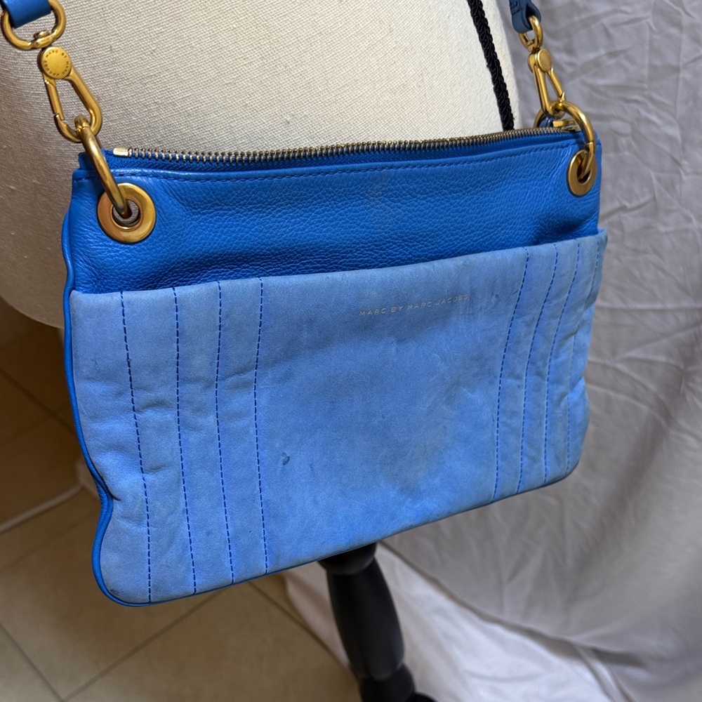 Marc Jacobs Blue Crossbody Bag with Gold Accents